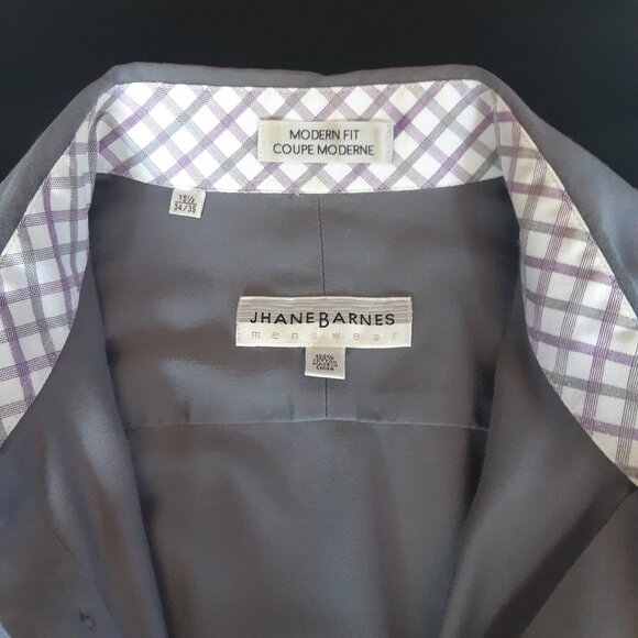 Jhane Barnes SZ 15.5 Modern Fit Grey Cotton Men's Button Up Shirt ⚡️3 for $35⚡️ - Picture 6 of 13